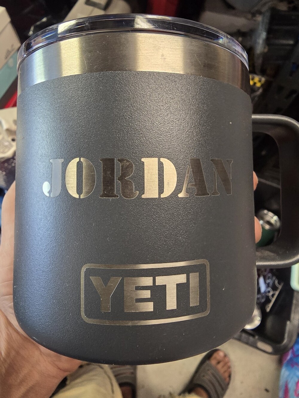 Jordan Yeti Gray Insulated Tumbler Lid with Embossed Logo